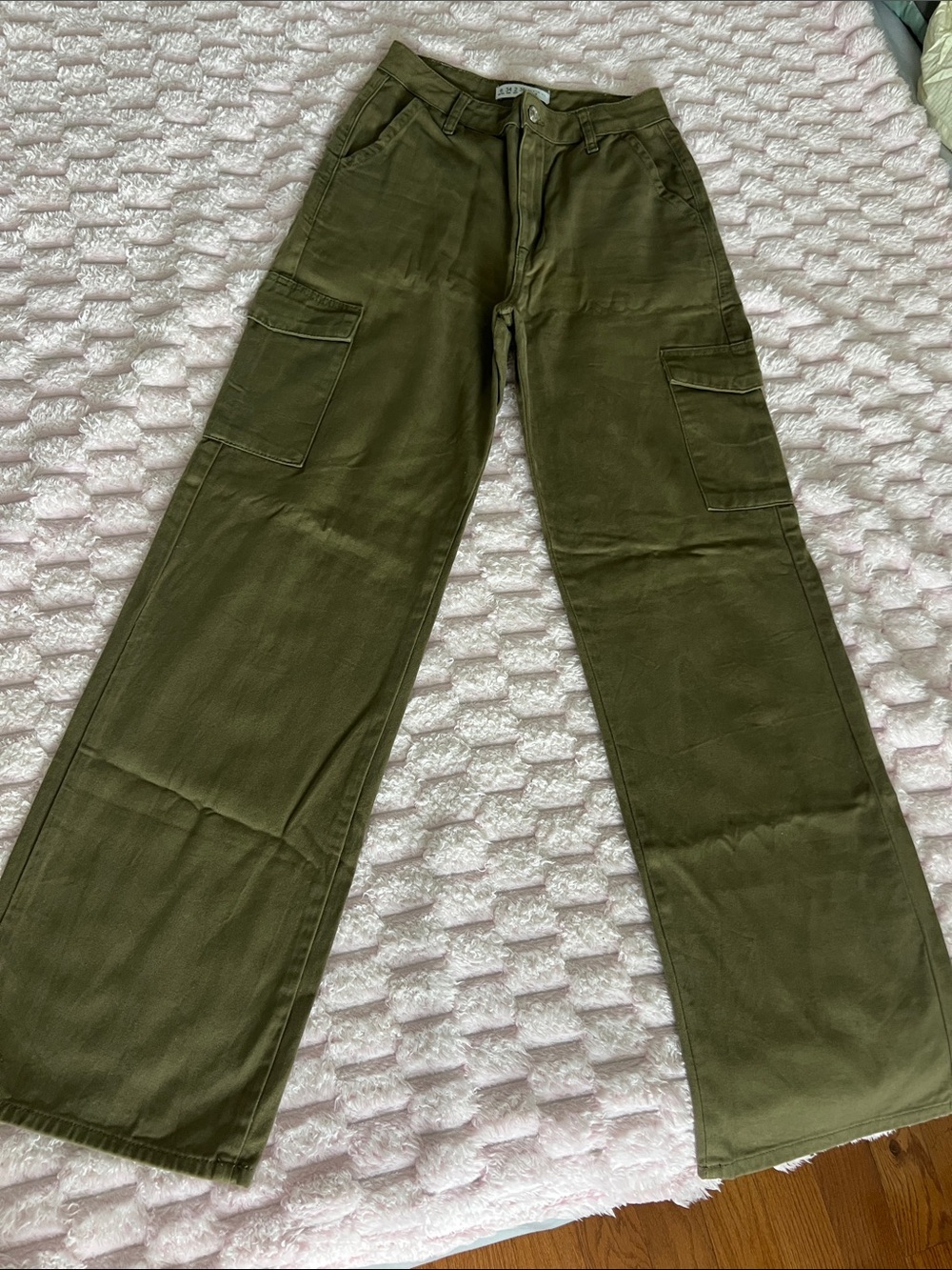 Denim&Co Olive Wide-Leg Cargo Pants